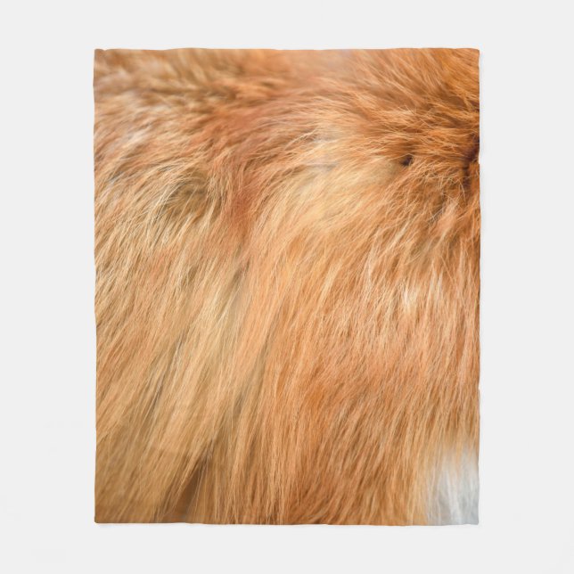 Red fox fur texture fleece blanket (Front)