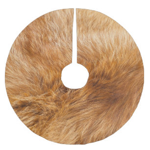 Red Fox Fur: Textured Background. Brushed Polyester Tree Skirt