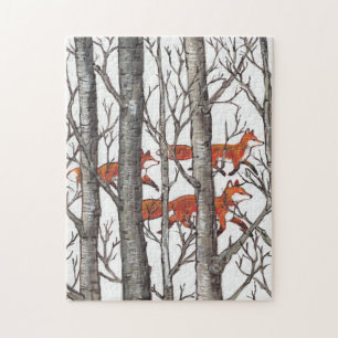 Red Fox Grey Forest Woods Jigsaw Puzzle Difficult
