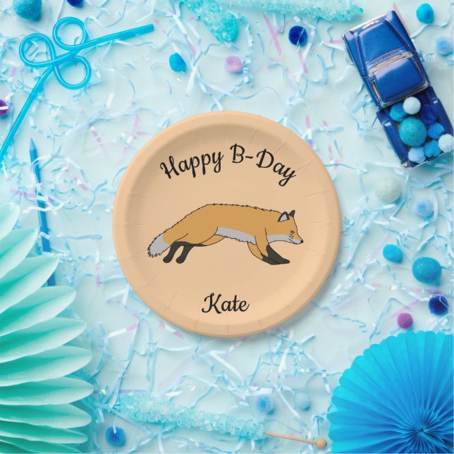 Red Fox Happy Birthday Paper Plate (Party)