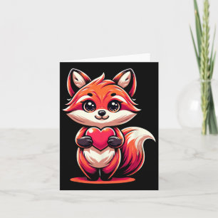 Red Fox Holding Heart Valentine's Day Cute Valenti Card