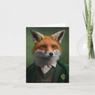 Red Fox in a Green St. Patrick's Day Suit Card