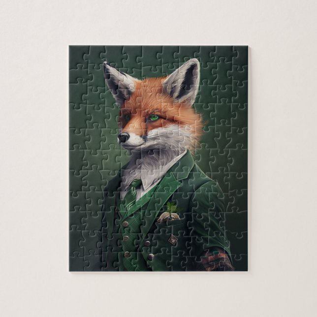 Red Fox in a Green St. Patrick's Day Suit Jigsaw P Jigsaw Puzzle (Vertical)