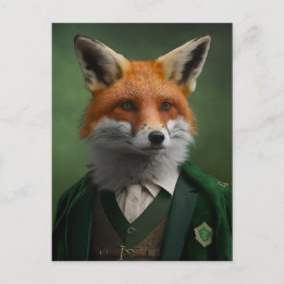 Red Fox in a Green St. Patrick's Day Suit Postcard