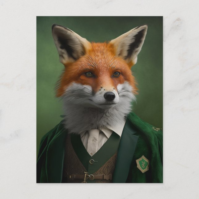 Red Fox in a Green St. Patrick's Day Suit Postcard (Front)