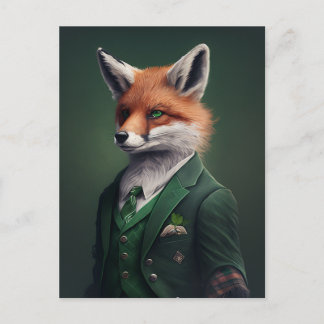 Red Fox in a Green St. Patrick's Day Suit Postcard
