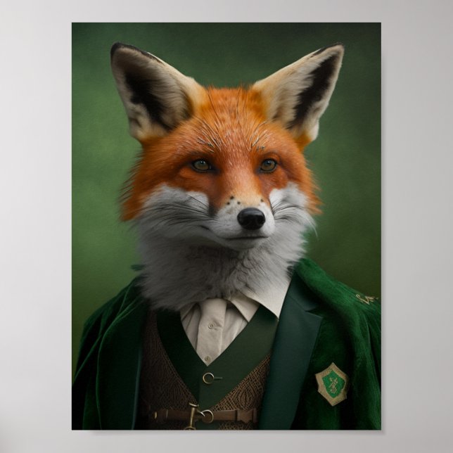 Red Fox in a Green St. Patrick's Day Suit Poster (Front)