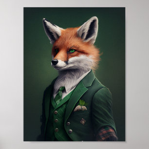 Red Fox in a Green St. Patrick's Day Suit Poster