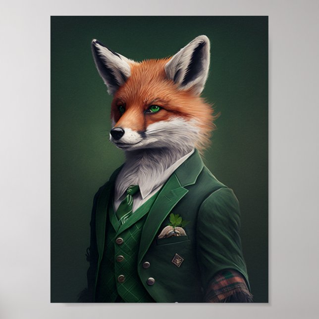 Red Fox in a Green St. Patrick's Day Suit Poster (Front)