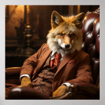 Red Fox in a Suit and Tie Luxury Photography