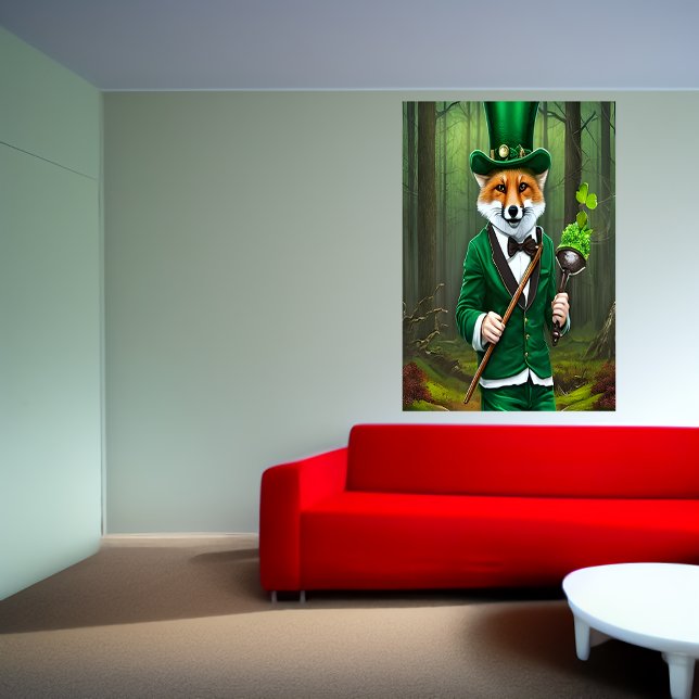 Red fox in green clothes | AI Art  Poster (Creator Uploaded)