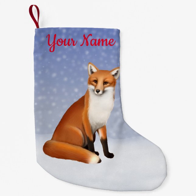 Red Fox in Snow Christmas Stocking (Front)