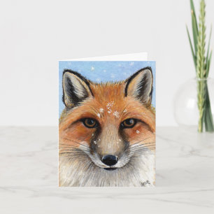 Red Fox in Snow Portrait Painting Note Card