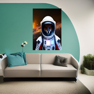Red fox in space suit   AI Art  Poster