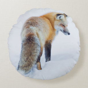 Red Fox in Winter Round Cushion