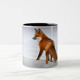 Red Fox in Winter Snow Two-Tone Coffee Mug