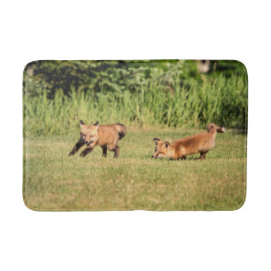 Red Fox Kits Playing Bath Mat