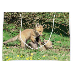 Red Fox Kits Playing Large Gift Bag
