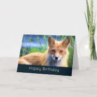 Red Fox Laying in Grass Scenic Wildlife Birthday