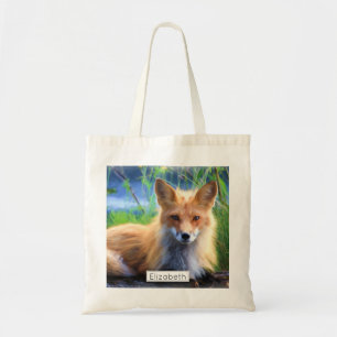 Red Fox Laying in the Grass Scenic Personalised Tote Bag