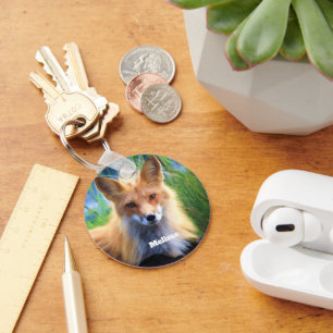Red Fox Laying in the Grass Scenic Photo Key Ring