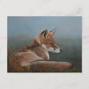 Red Fox Laying Low Animal Art Postcard