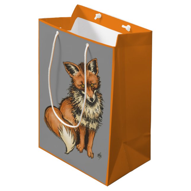 Red Fox on Grey background Medium Gift Bag (Front Angled)