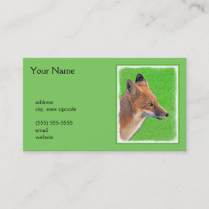 Red Fox Painting - Original Wildlife Art Business Card