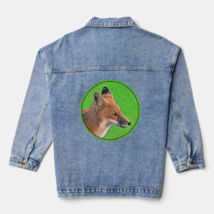 Red Fox Painting - Original Wildlife Art Denim Jacket