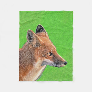 Red Fox Painting - Original Wildlife Art Fleece Blanket