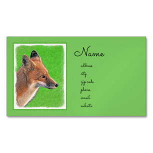 Red Fox Painting - Original Wildlife Art Magnetic Business Card