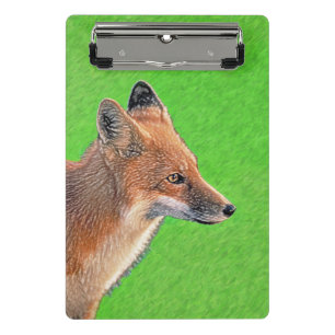 Red Fox Painting - Original Wildlife Art Mini Clipboard