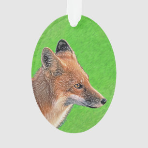 Red Fox Painting - Original Wildlife Art Ornament