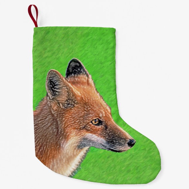 Red Fox Painting - Original Wildlife Art Small Christmas Stocking (Front)