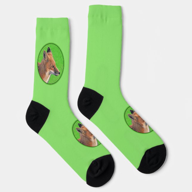 Red Fox Painting - Original Wildlife Art Socks (Right)