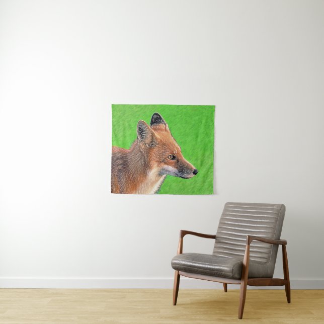 Red Fox Painting - Original Wildlife Art Tapestry (In Situ (Horizontal))