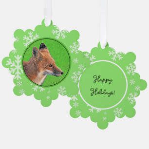 Red Fox Painting - Original Wildlife Art Tree Decoration Card