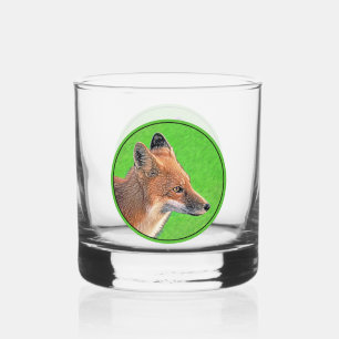 Red Fox Painting - Original Wildlife Art Whiskey Glass
