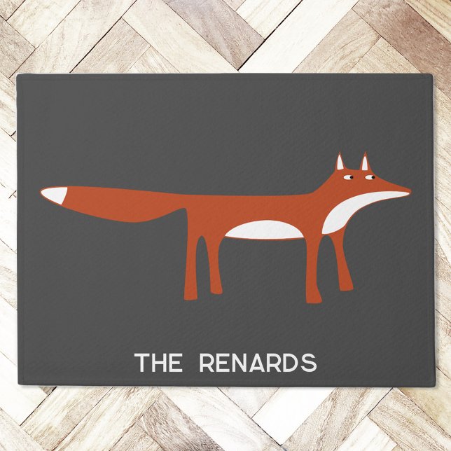 Red Fox Personalised Doormat (Personalized name or text red fox doormat)