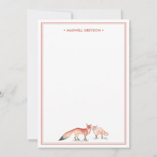 Red Fox Personalised Stationery Card