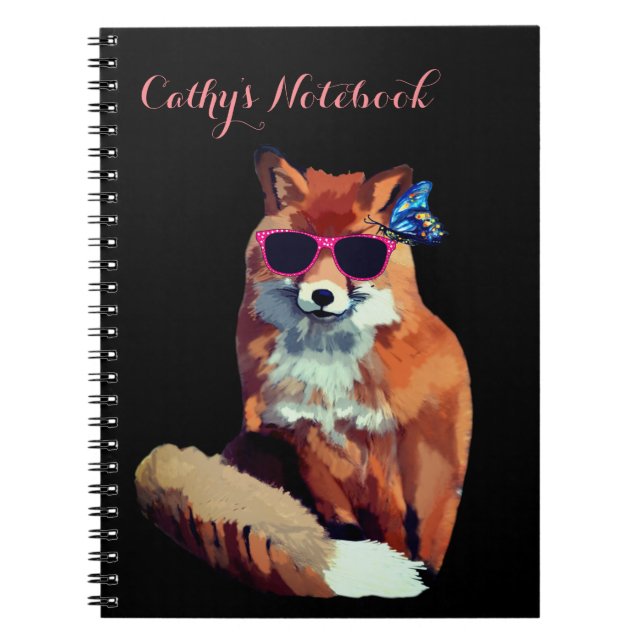 Red Fox Photo Notebook personalized Initials (Front)