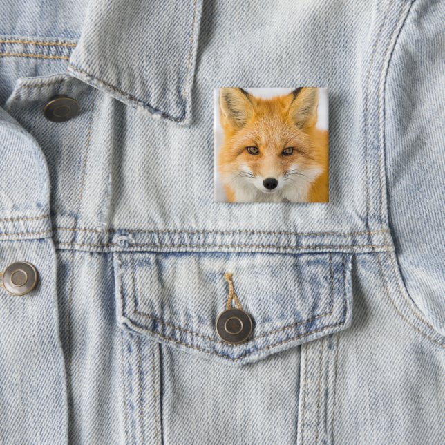 Red Fox Portrait 15 Cm Square Badge (In Situ)