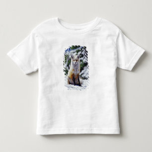 Red Fox sitting on snow bank, Vulpes, Mt. Toddler T-Shirt