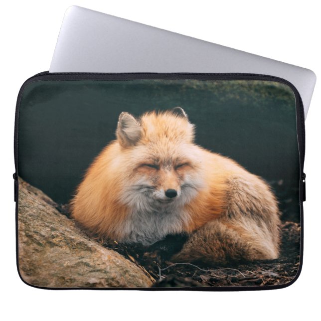 Red Fox Sleeping Laptop Sleeve (Front)