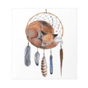 Red Fox Sleeping on Dreamcatcher Notepad