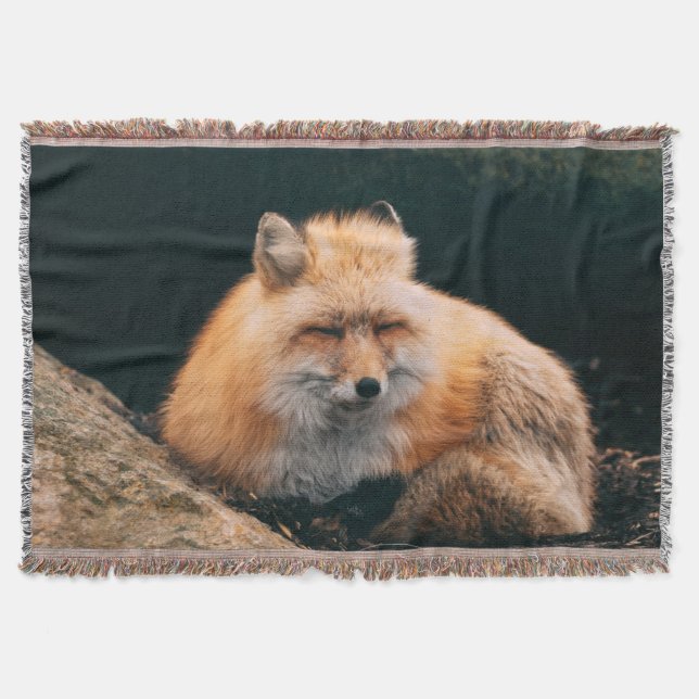 Red Fox Sleeping Throw Blanket (Front)