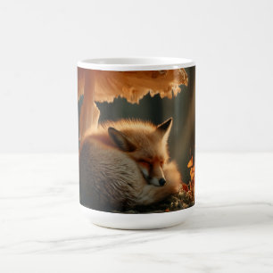 Red Fox Sleeping Under Giant Mushroom Coffee Mug