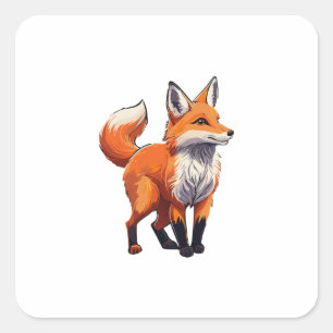 Red fox square sticker