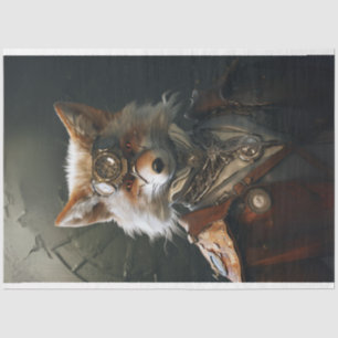 Red Fox Steampunk Style Decoupage Tissue Paper