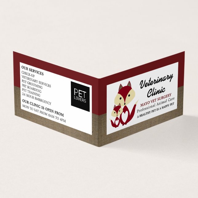 Red Fox, Veterinarian, Veterinary Detailed Business Card (Outside)